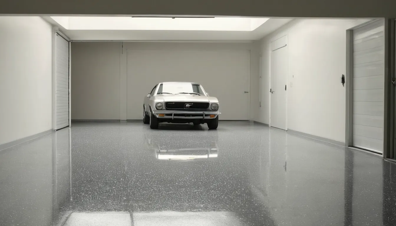 Freshly coated epoxy garage floor in a Hamel home